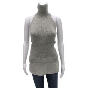 KaufmanFranco Unisex Gray Full Zip Wool Turtleneck Vest Sweater Size XS